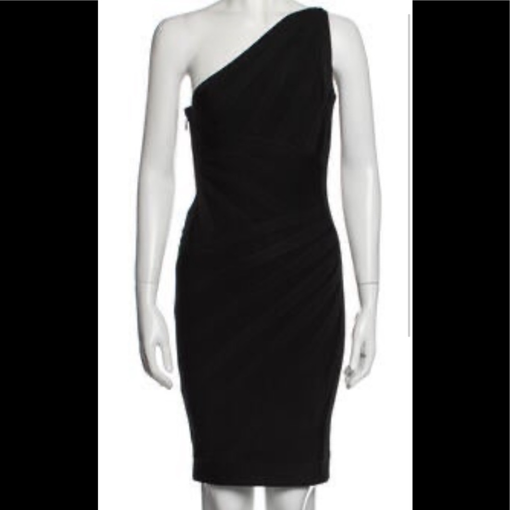Herve Leger Black One Shoulder Dress Size XS